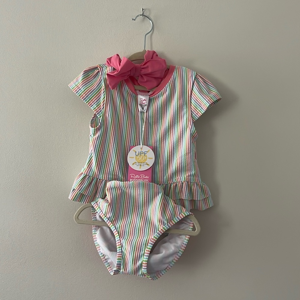 NWT Ruffle Butts Bathing Suit w/ Matching Headband